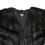 COOL FACE Womens Black Faux Fur Cropped Jacket M Polyester Blend Soft Texture