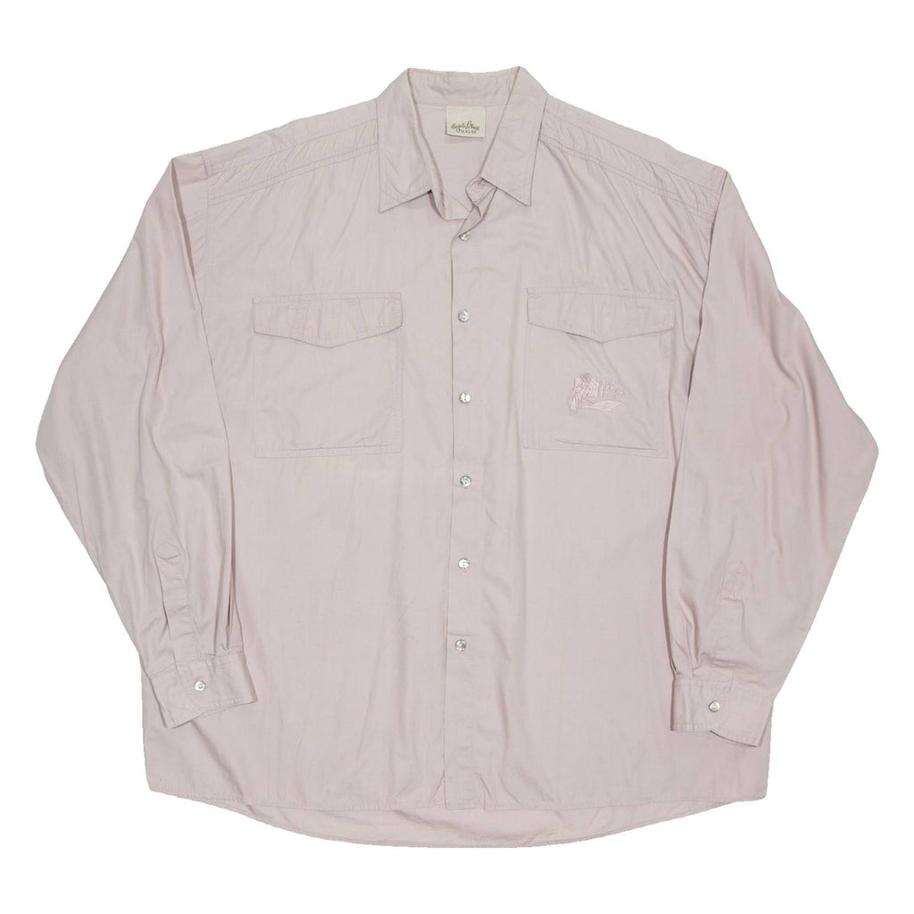 Mens Plain Shirt Purple Long Sleeve XL