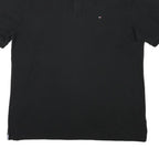 TOMMY HILFIGER Mens Black Short Sleeve Plain 2XL Polo Shirt Cotton Blend