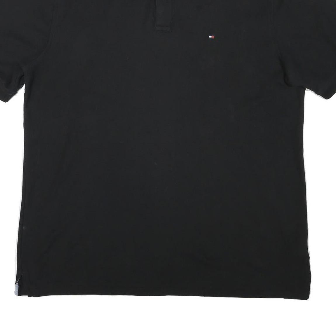 TOMMY HILFIGER Mens Black Short Sleeve Plain 2XL Polo Shirt Cotton Blend