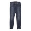 TOMMY JEANS Womens Slim Blue Skinny Denim Medium Wash W26 L27 Distressed Hem Zip