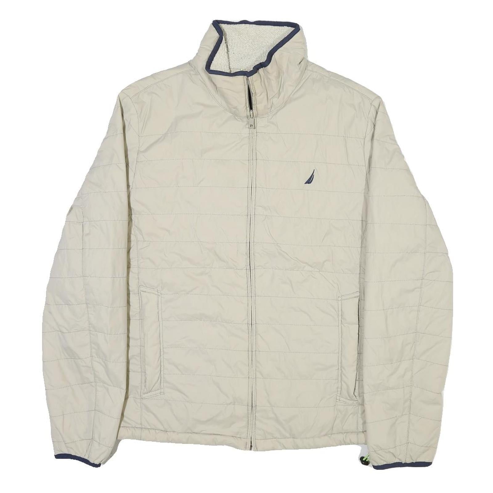 NAUTICA Mens Beige Jacket S Polyester Blend Plain Zip Casual Lightweight