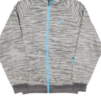 NIKE Mens Grey Blue Printed Jacket L Polyester Blend Zip Hooded Regular Fit
