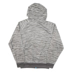 NIKE Mens Grey Blue Printed Jacket L Polyester Blend Zip Hooded Regular Fit