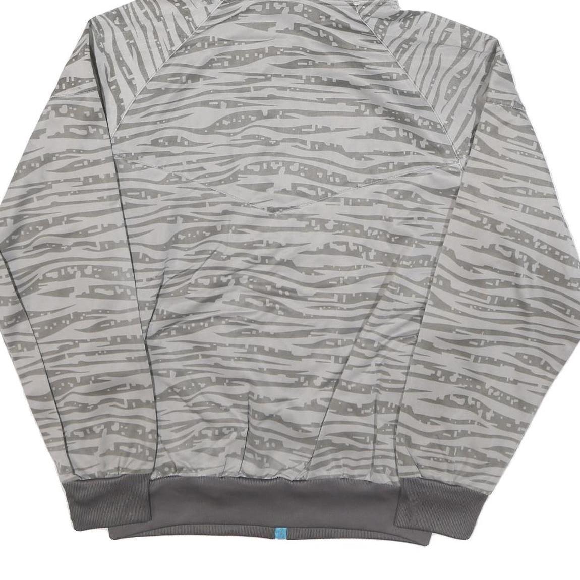 NIKE Mens Grey Blue Printed Jacket L Polyester Blend Zip Hooded Regular Fit