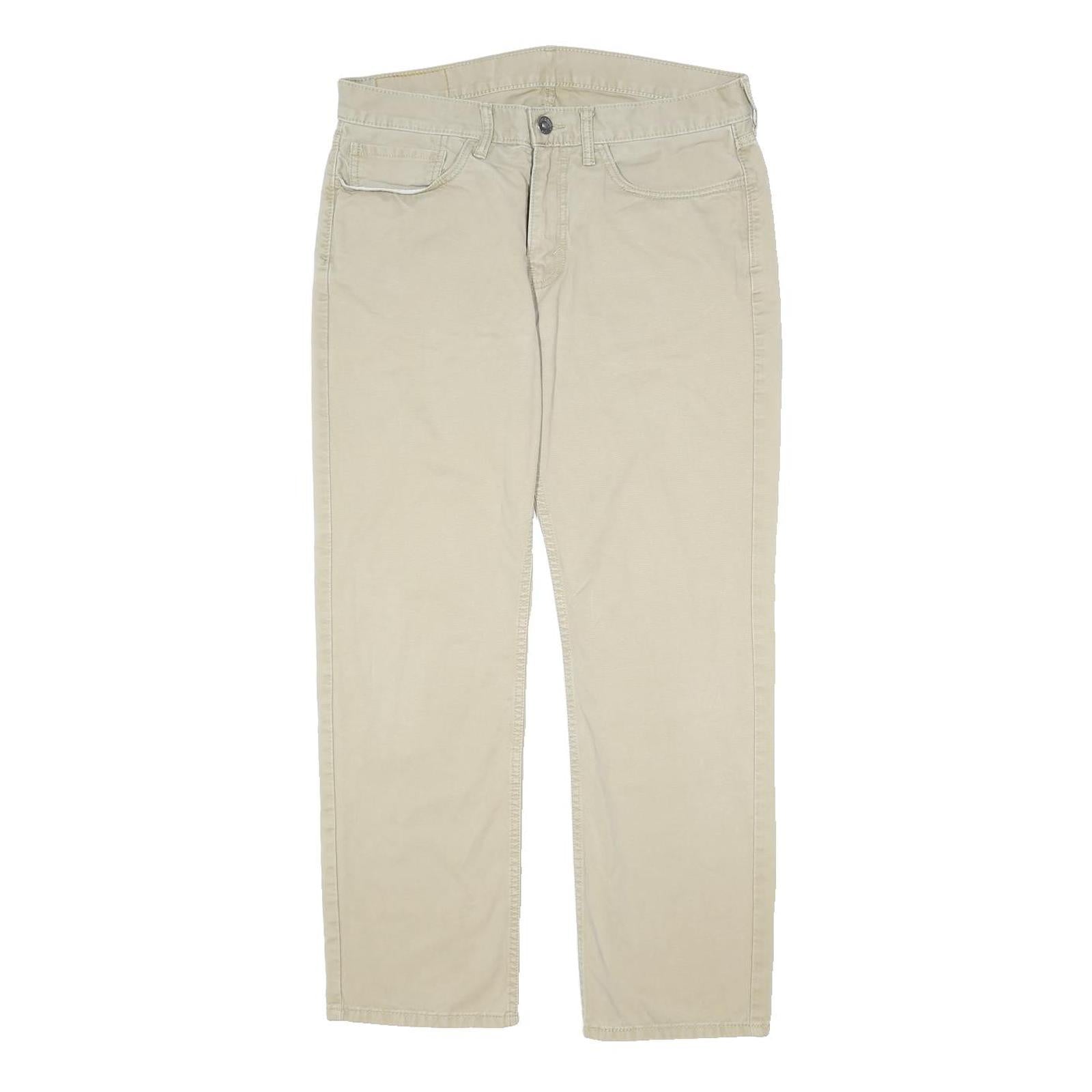 LEVI'S Mens Cotton Beige Regular Straight Trousers W34 L30 Classic Zip Pocket