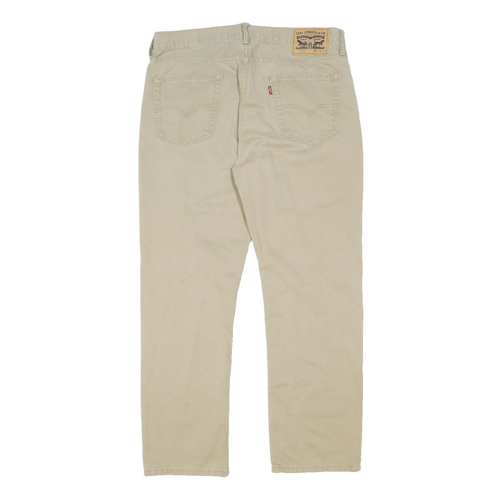 LEVI'S Mens Cotton Beige Regular Straight Trousers W34 L30 Classic Zip Pocket