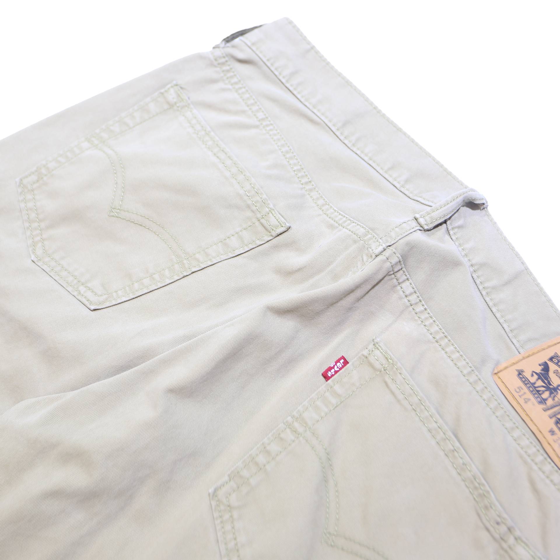 LEVI'S Mens Cotton Beige Regular Straight Trousers W34 L30 Classic Zip Pocket