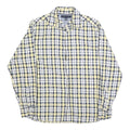 TOMMY HILFIGER Mens Yellow & Navy Check Shirt M Classic Cotton Long Sleeve