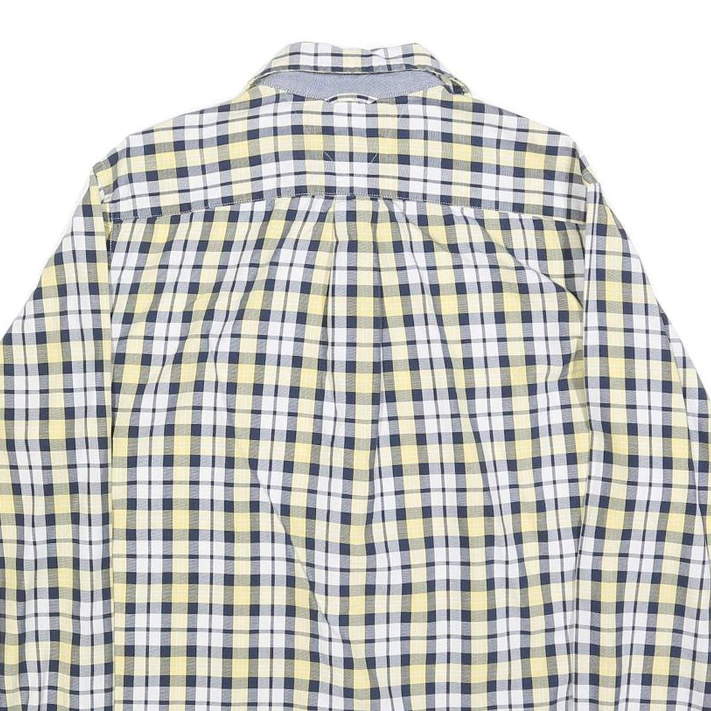 TOMMY HILFIGER Mens Yellow & Navy Check Shirt M Classic Cotton Long Sleeve