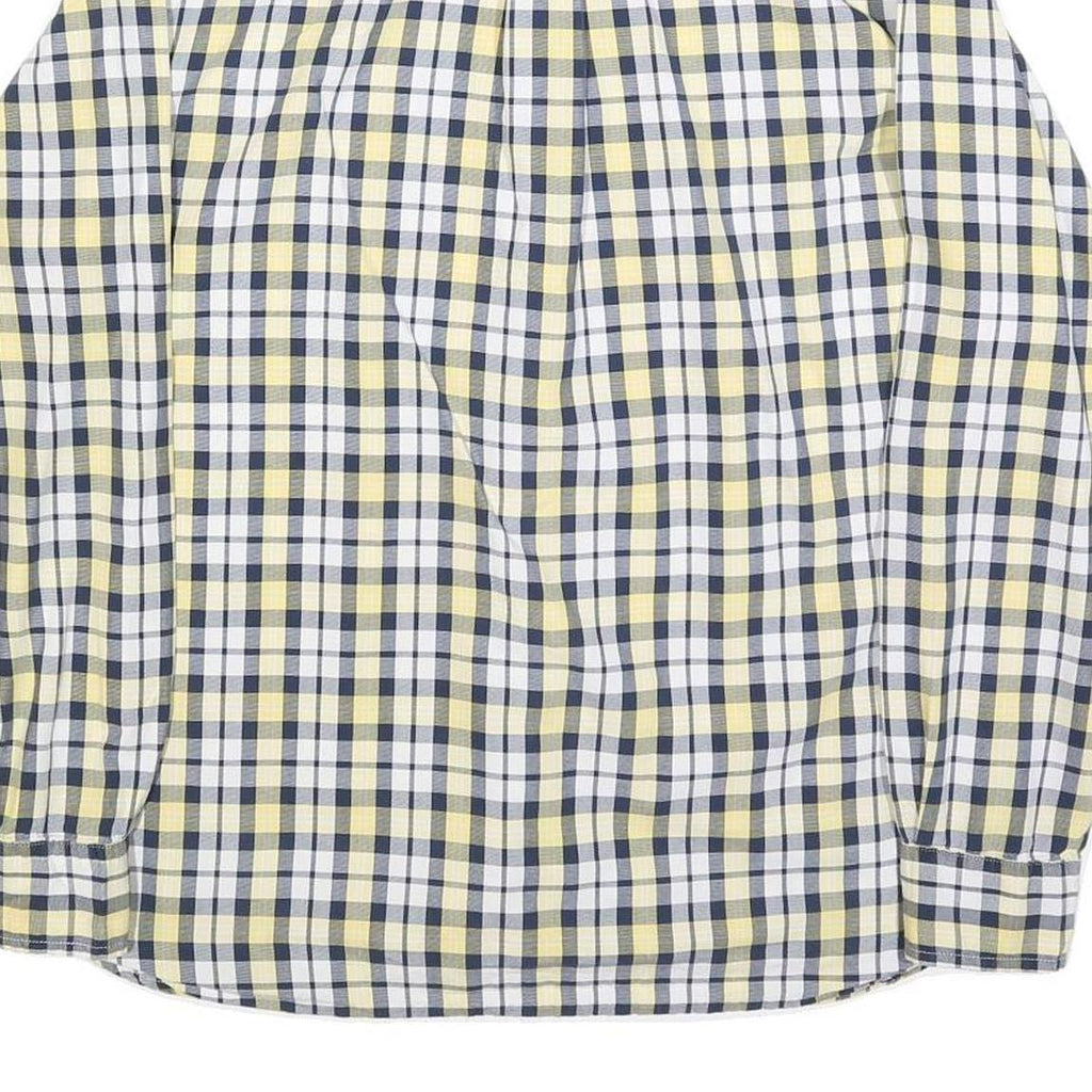 TOMMY HILFIGER Mens Yellow & Navy Check Shirt M Classic Cotton Long Sleeve