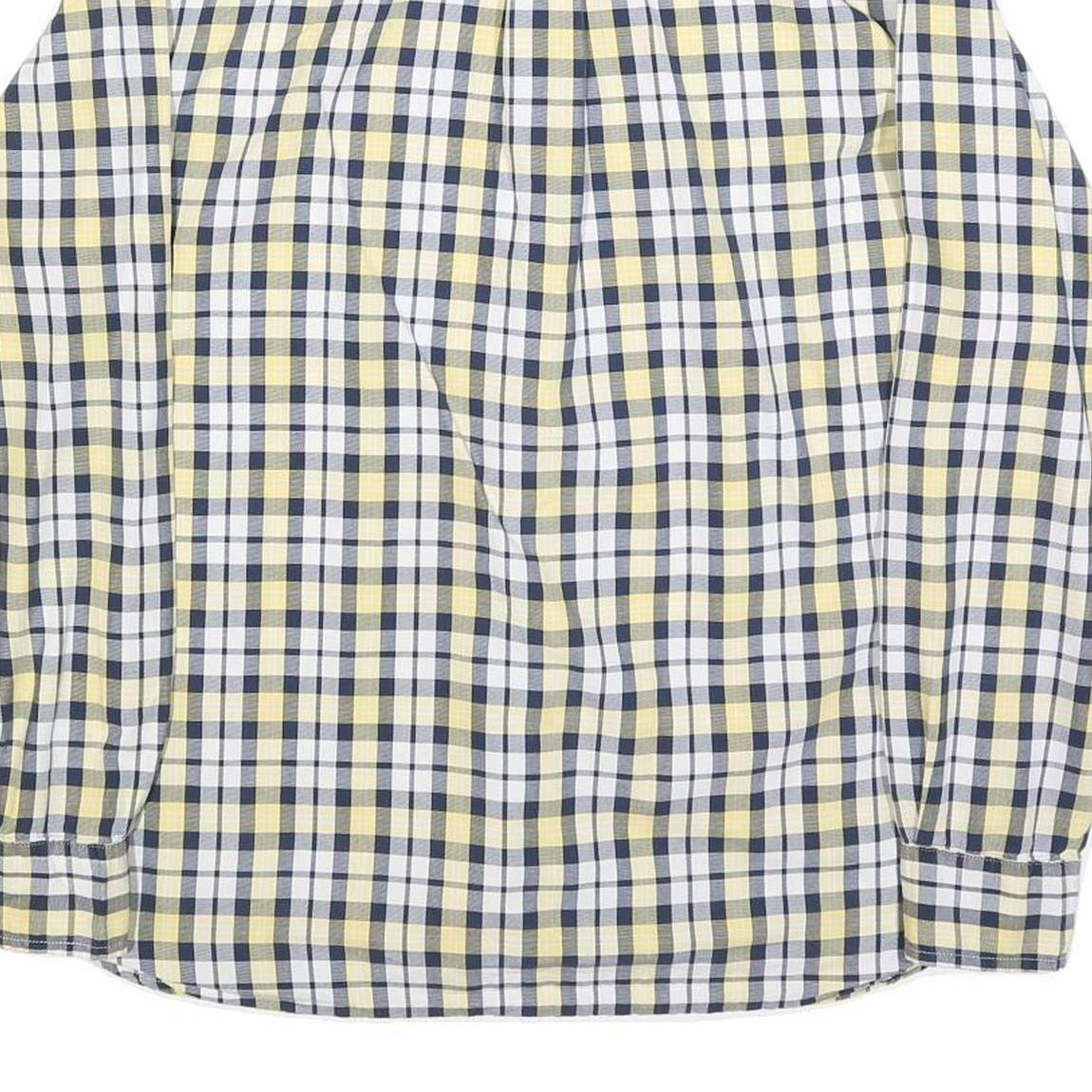 TOMMY HILFIGER Mens Yellow & Navy Check Shirt M Classic Cotton Long Sleeve