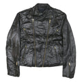 WILSON Womens Black Leather Biker Jacket M Zip Soft Real Stylish Zipped
