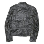 WILSON Womens Black Leather Biker Jacket M Zip Soft Real Stylish Zipped