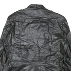 WILSON Womens Black Leather Biker Jacket M Zip Soft Real Stylish Zipped