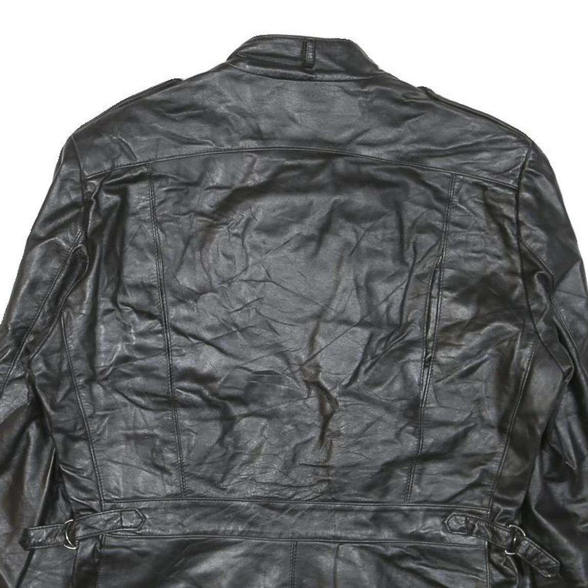 WILSON Womens Black Leather Biker Jacket M Zip Soft Real Stylish Zipped