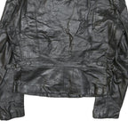 WILSON Womens Black Leather Biker Jacket M Zip Soft Real Stylish Zipped