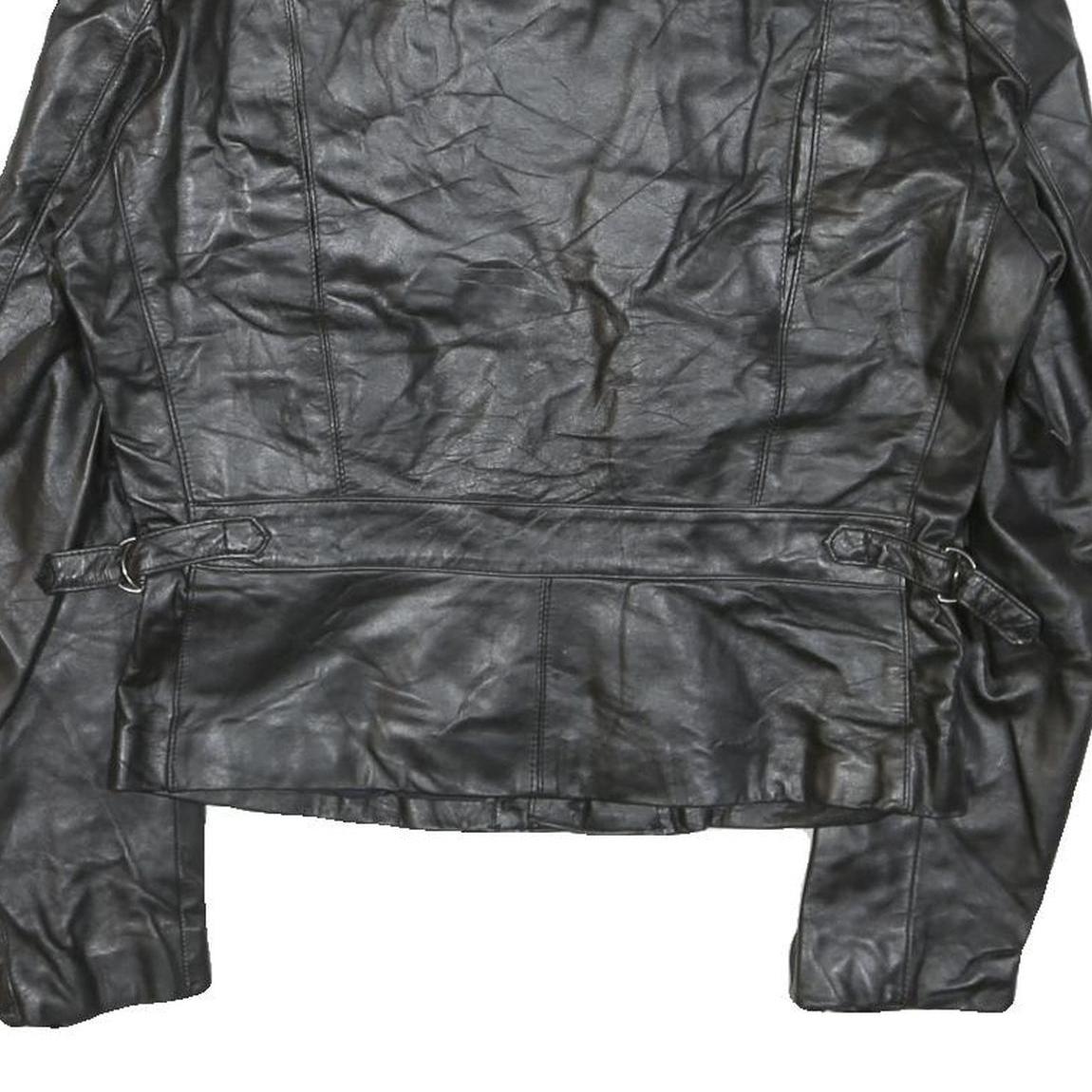 WILSON Womens Black Leather Biker Jacket M Zip Soft Real Stylish Zipped