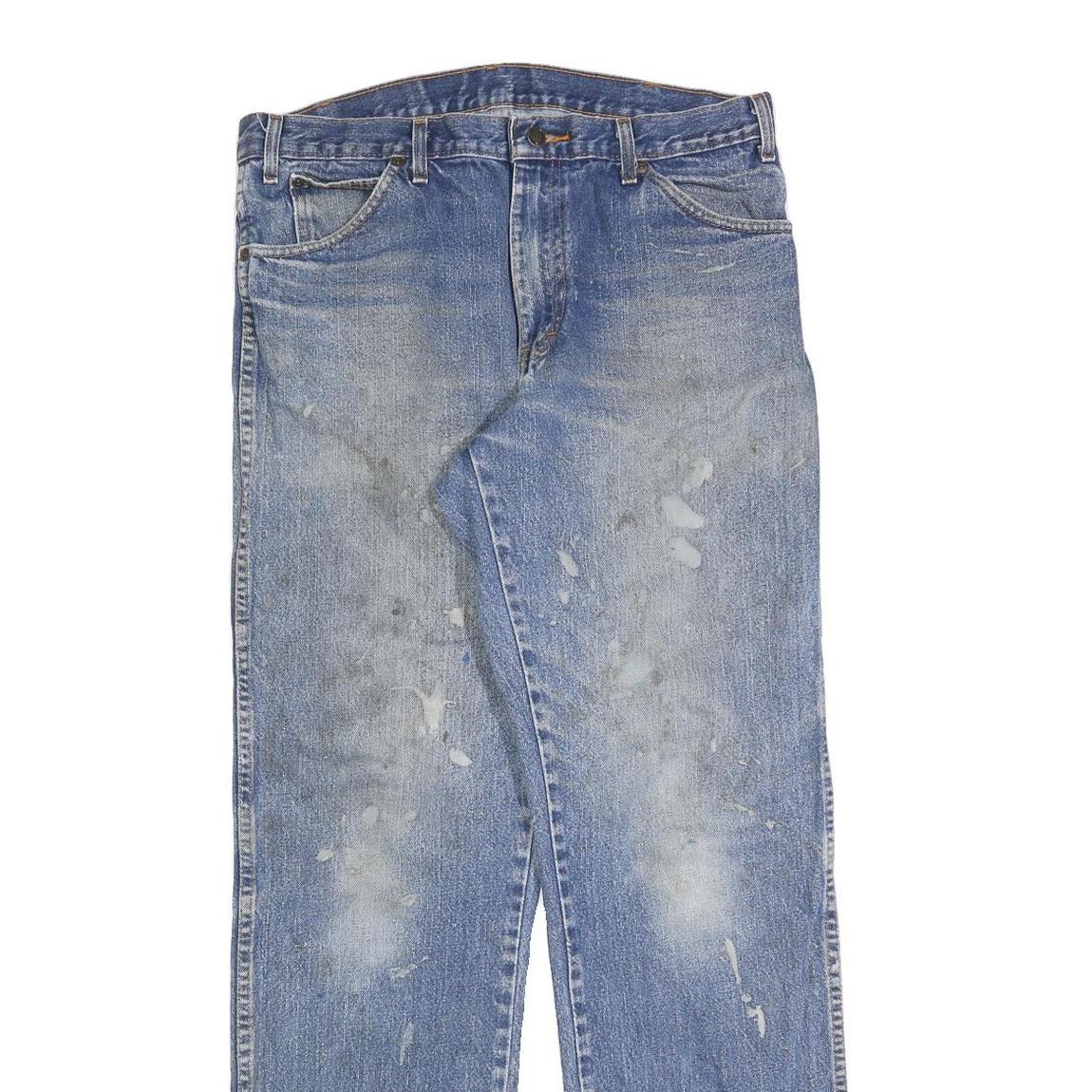 DICKIES Mens Blue Regular Straight Denim Light W34 L34 Zip Cotton Blend Jeans