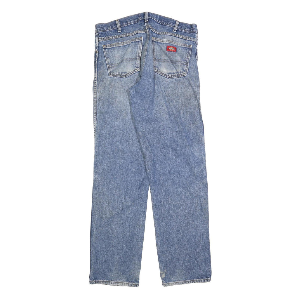 DICKIES Mens Blue Regular Straight Denim Light W34 L34 Zip Cotton Blend Jeans