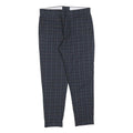 ZARA MAN Mens Cotton Blend Navy Blue Slim Tapered Trousers W32 L27 Checked