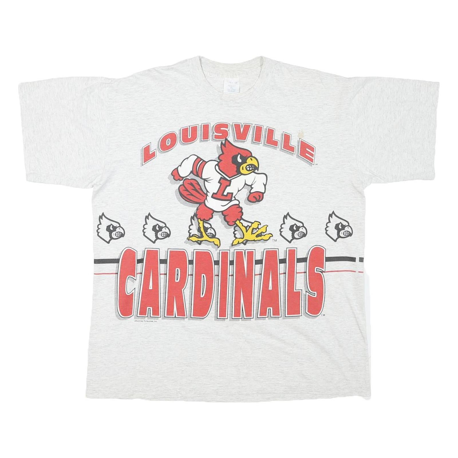 CENTER CUT Mens Grey Louisville Cardinals Graphic T-Shirt XL Short Sleeve Crew