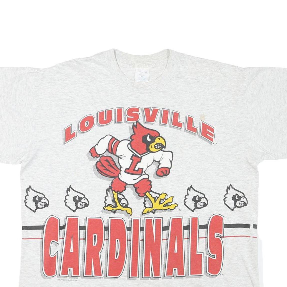 CENTER CUT Mens Grey Louisville Cardinals Graphic T-Shirt XL Short Sleeve Crew