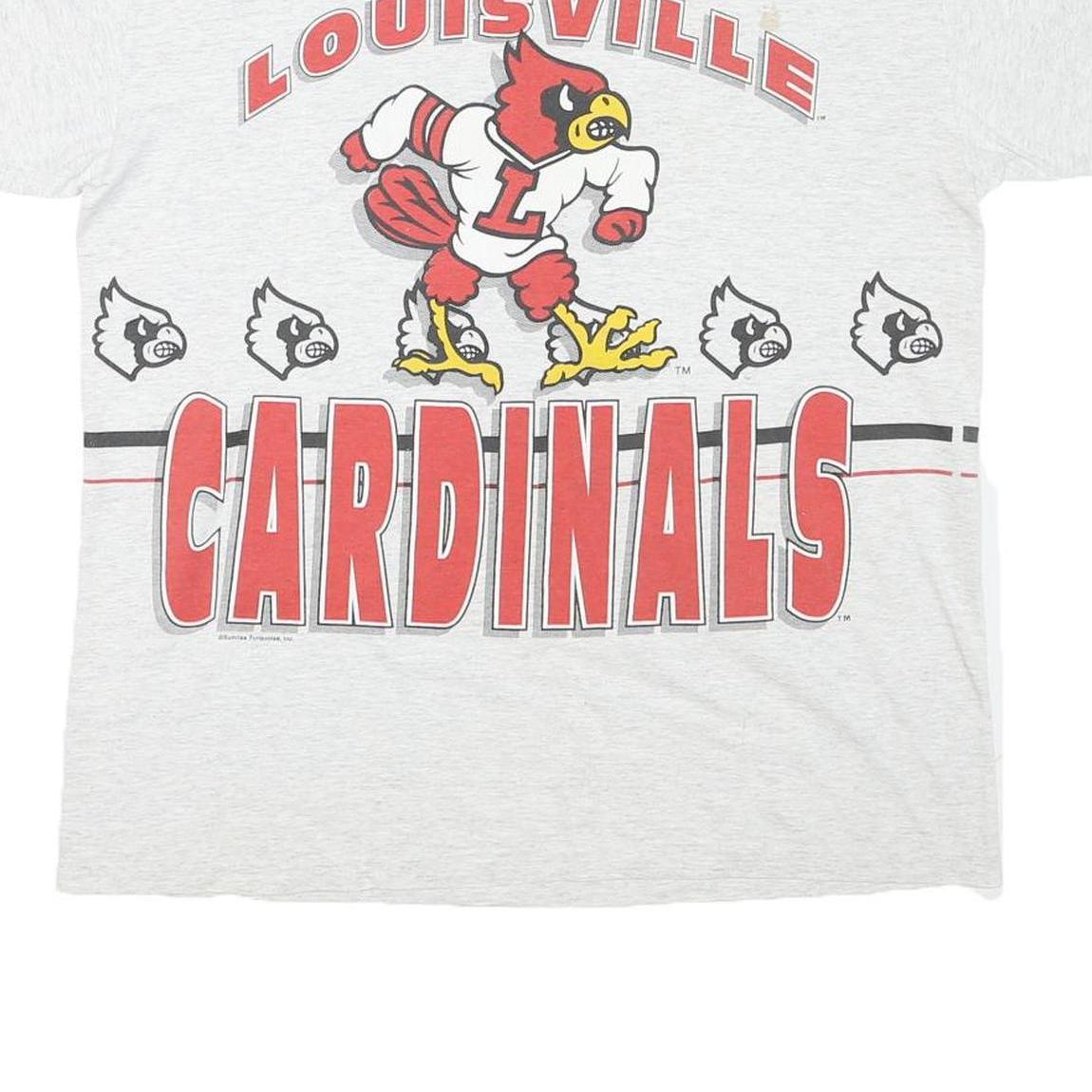 CENTER CUT Mens Grey Louisville Cardinals Graphic T-Shirt XL Short Sleeve Crew
