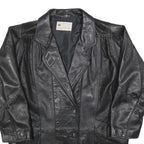 Womens Black Leather Button Jacket S Plain Classic Stylish Soft