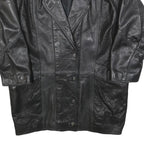 Womens Black Leather Button Jacket S Plain Classic Stylish Soft