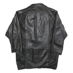 Womens Black Leather Button Jacket S Plain Classic Stylish Soft