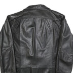 Womens Black Leather Button Jacket S Plain Classic Stylish Soft