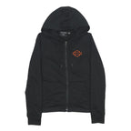 HARLEY DAVIDSON Womens Black Hoodie S Cotton Blend Full Zip Logo Sweatshirt