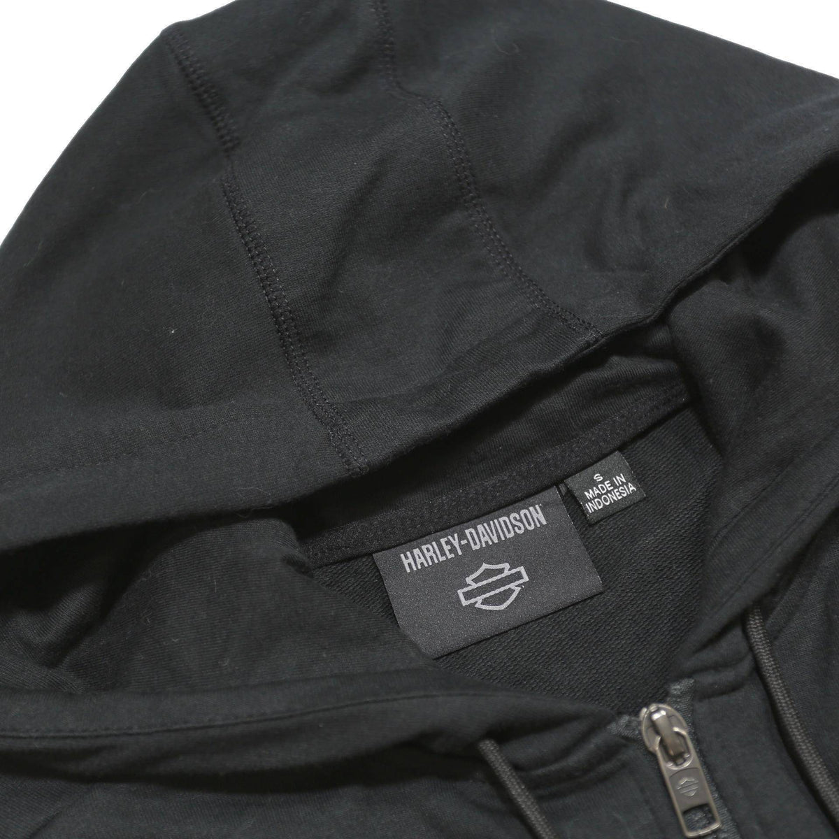 HARLEY DAVIDSON Womens Black Hoodie S Cotton Blend Full Zip Logo Sweatshirt