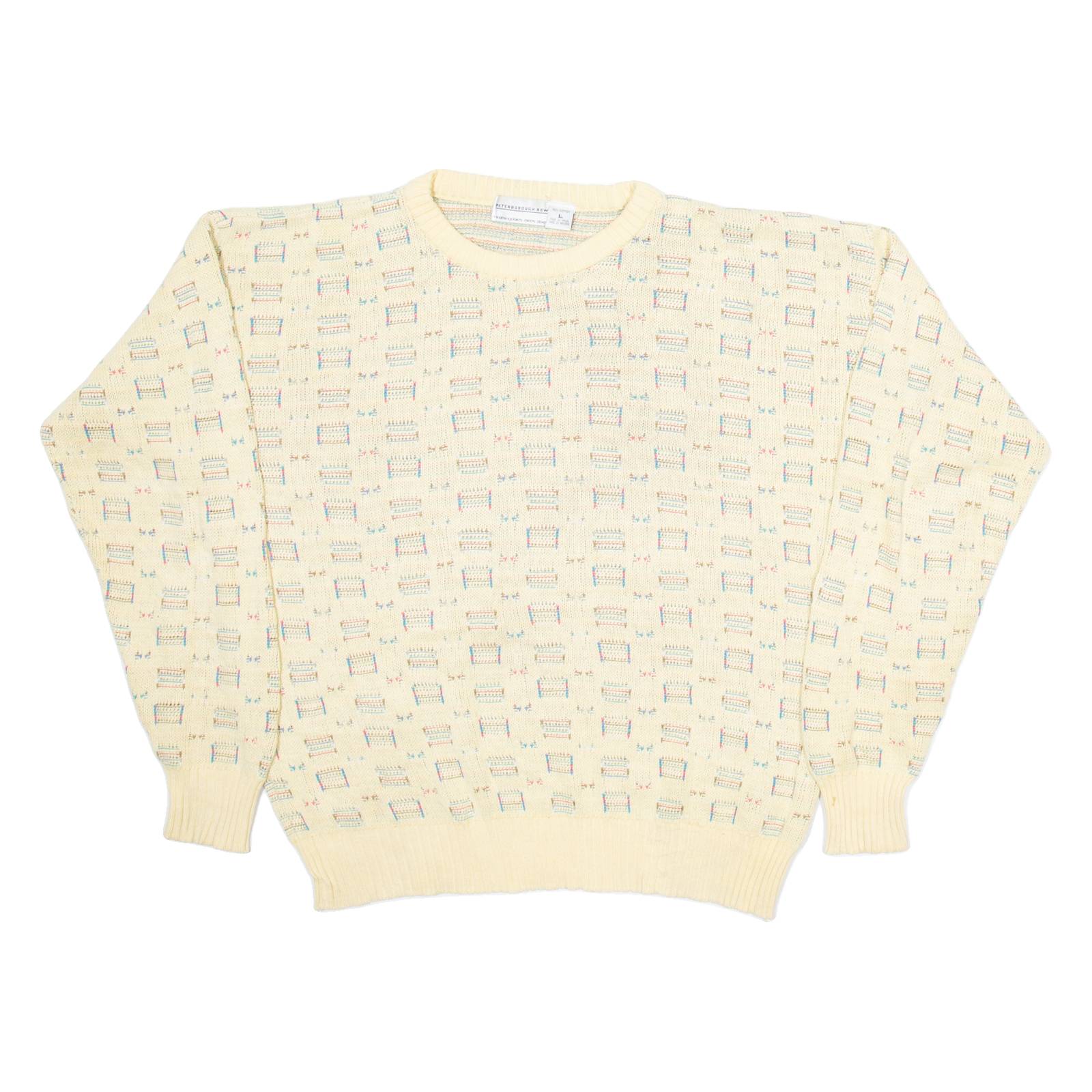 PETERBOROUGH ROW Womens Patterned Jumper Beige Geometric Tight Knit L