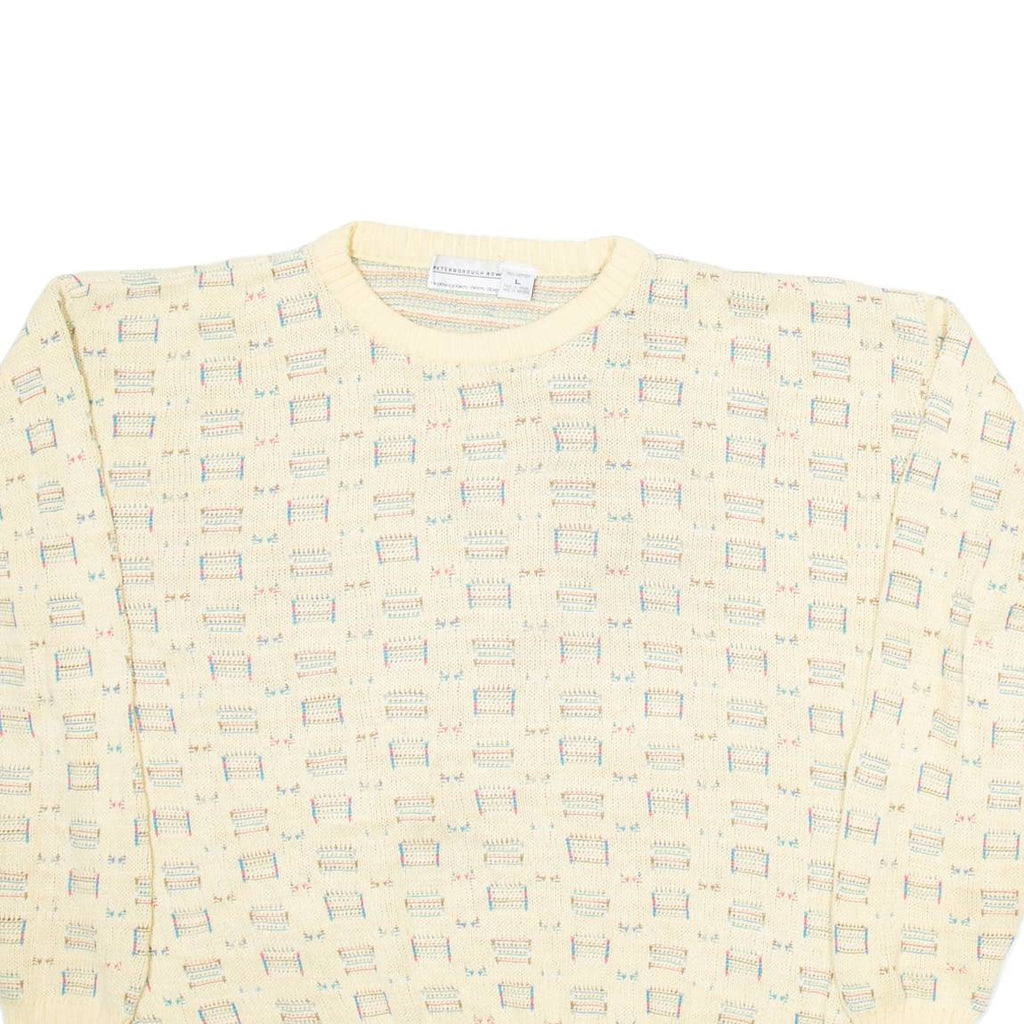 PETERBOROUGH ROW Womens Patterned Jumper Beige Geometric Tight Knit L
