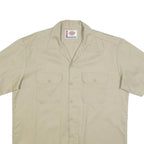 DICKIES Mens Beige Cotton Short Sleeve Shirt L Button Pocket Workwear