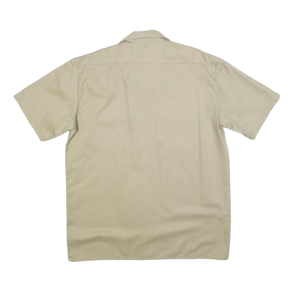 DICKIES Mens Beige Cotton Short Sleeve Shirt L Button Pocket Workwear