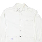 LEE Womens White Cotton Blend Button Jacket M Plain Casual Classic Workwear