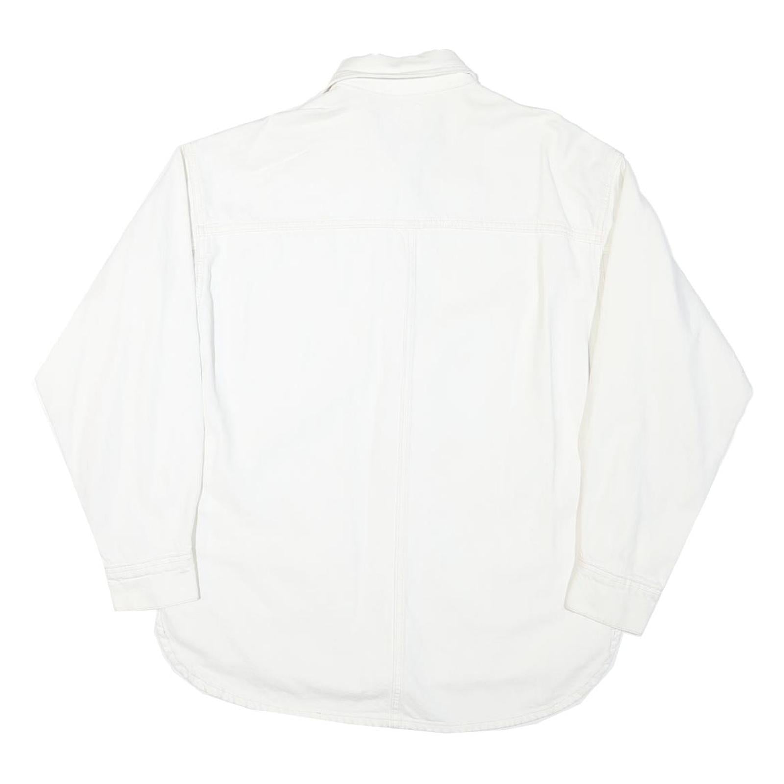 LEE Womens White Cotton Blend Button Jacket M Plain Casual Classic Workwear