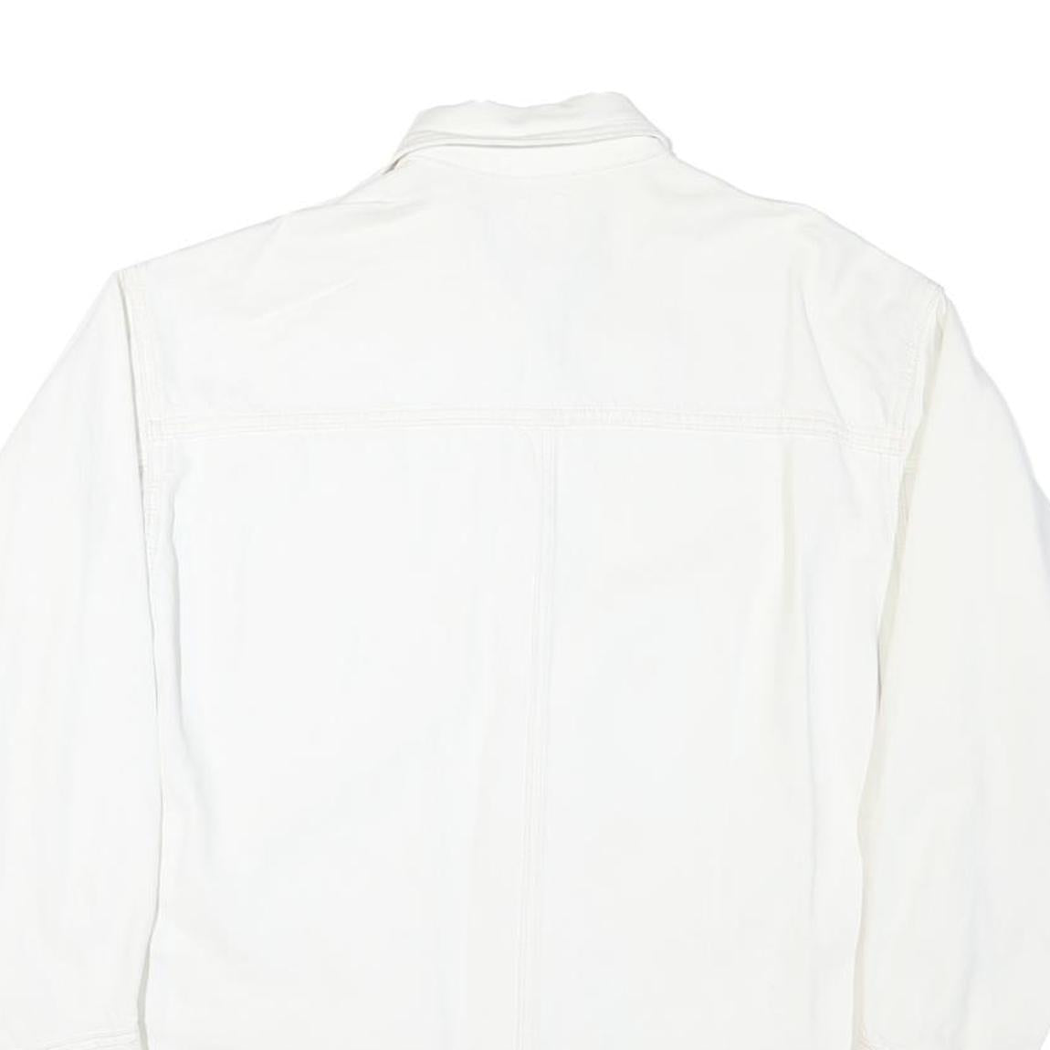 LEE Womens White Cotton Blend Button Jacket M Plain Casual Classic Workwear