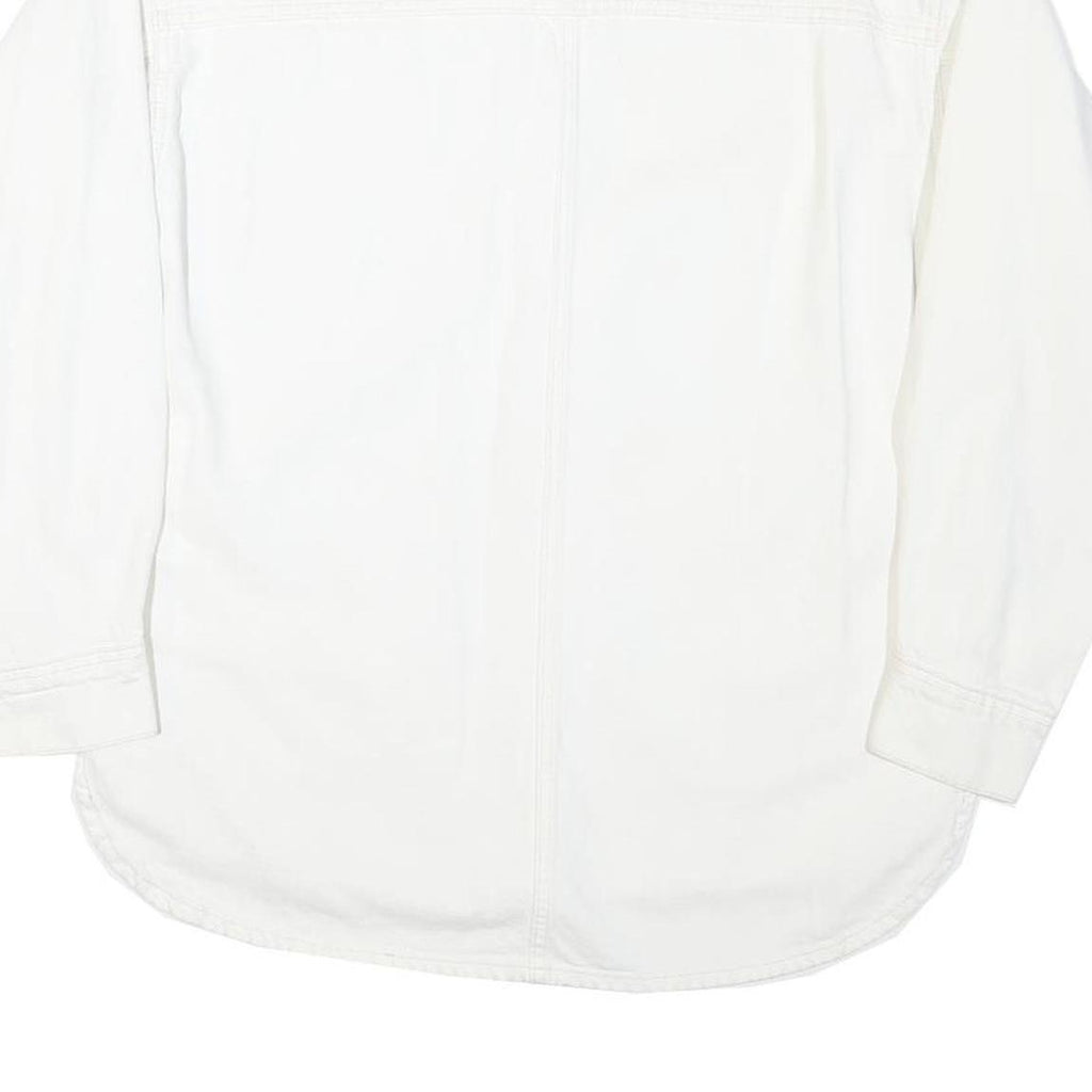 LEE Womens White Cotton Blend Button Jacket M Plain Casual Classic Workwear