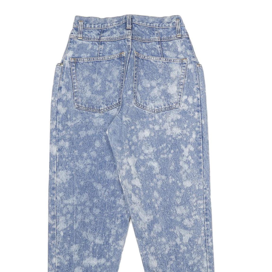 REWORK Womens Classic Blue Denim Stone Wash Jeans W26 L32 High Waist Button