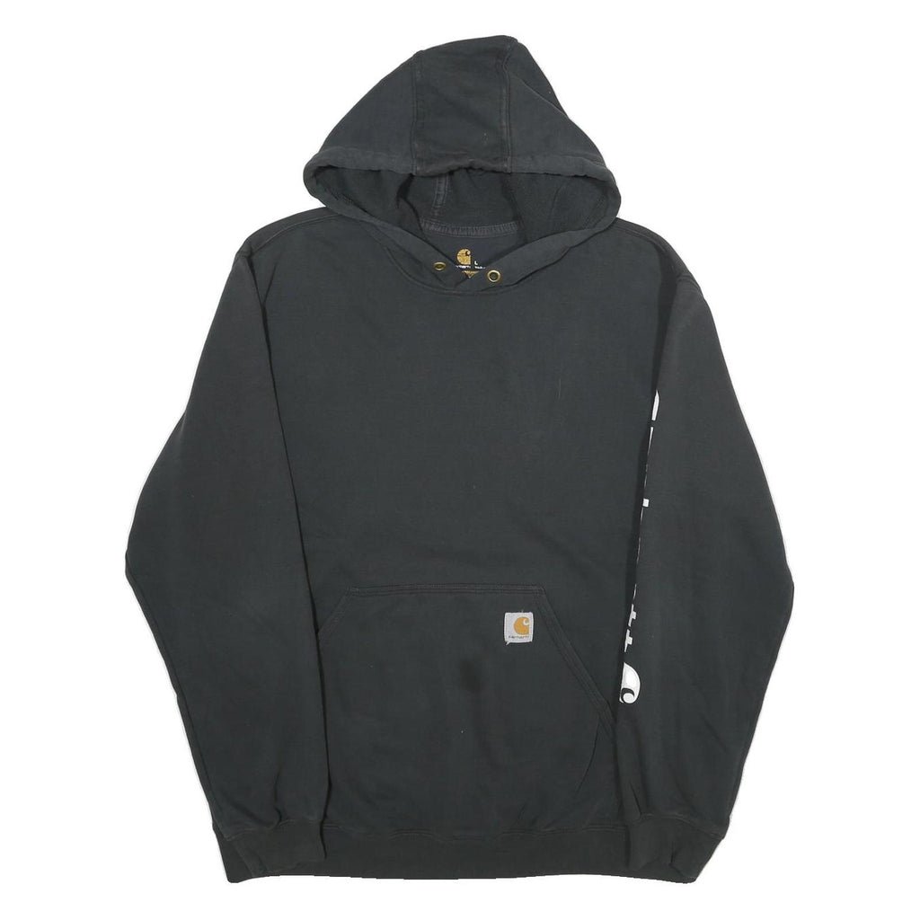 CARHARTT Mens Black Hoodie L Cotton Blend Pullover Logo Print