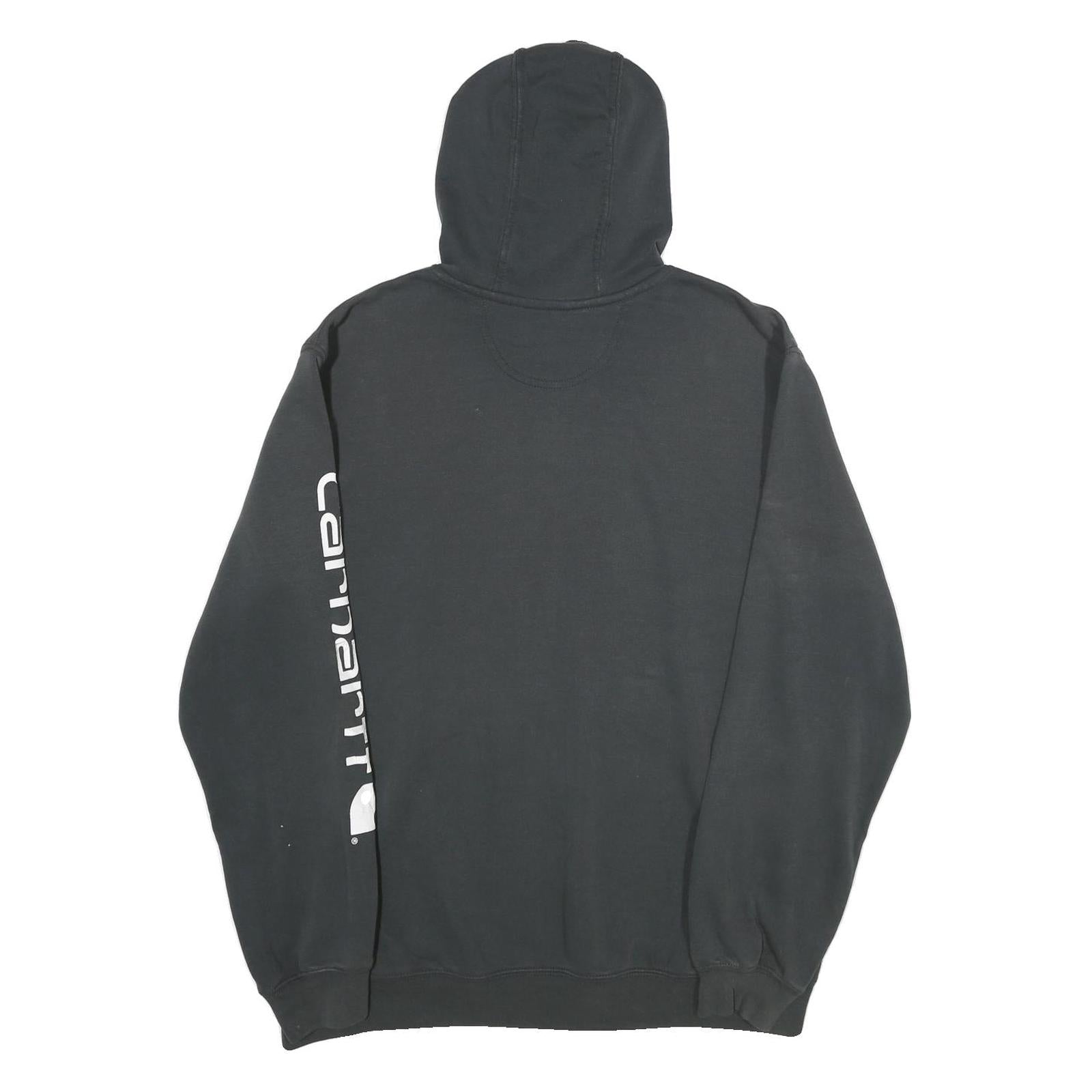 CARHARTT Mens Black Hoodie L Cotton Blend Pullover Logo Print