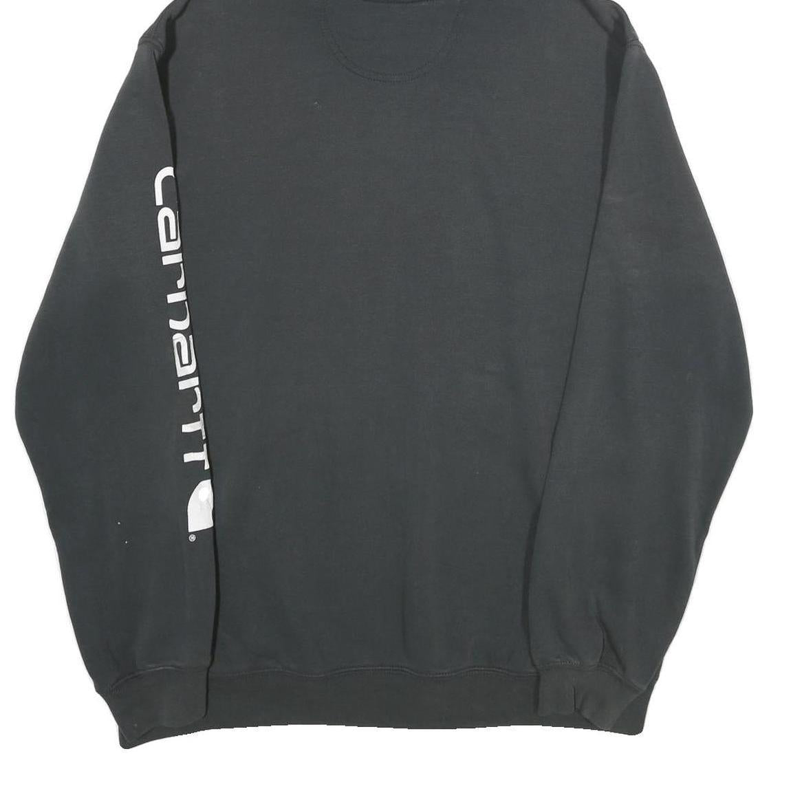 CARHARTT Mens Black Hoodie L Cotton Blend Pullover Logo Print