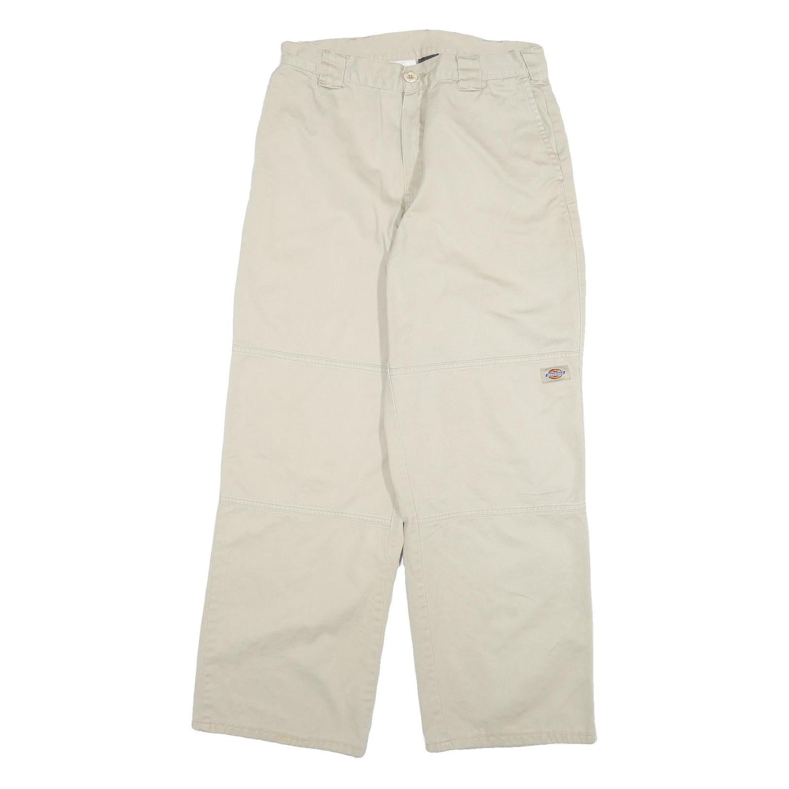 DICKIES Mens Relaxed Beige Cotton Blend Trousers W30 L29 Workwear Casual Zip