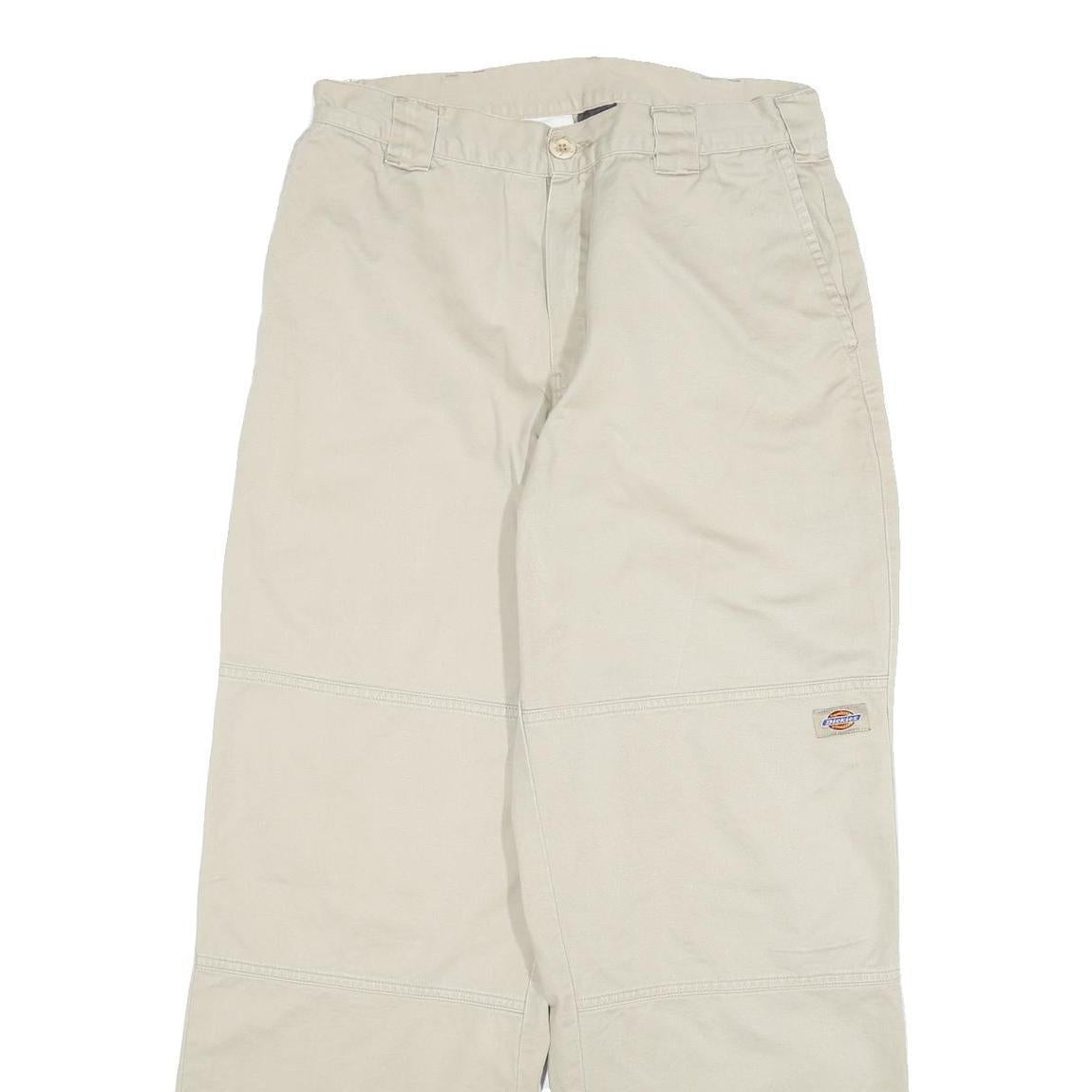 DICKIES Mens Relaxed Beige Cotton Blend Trousers W30 L29 Workwear Casual Zip