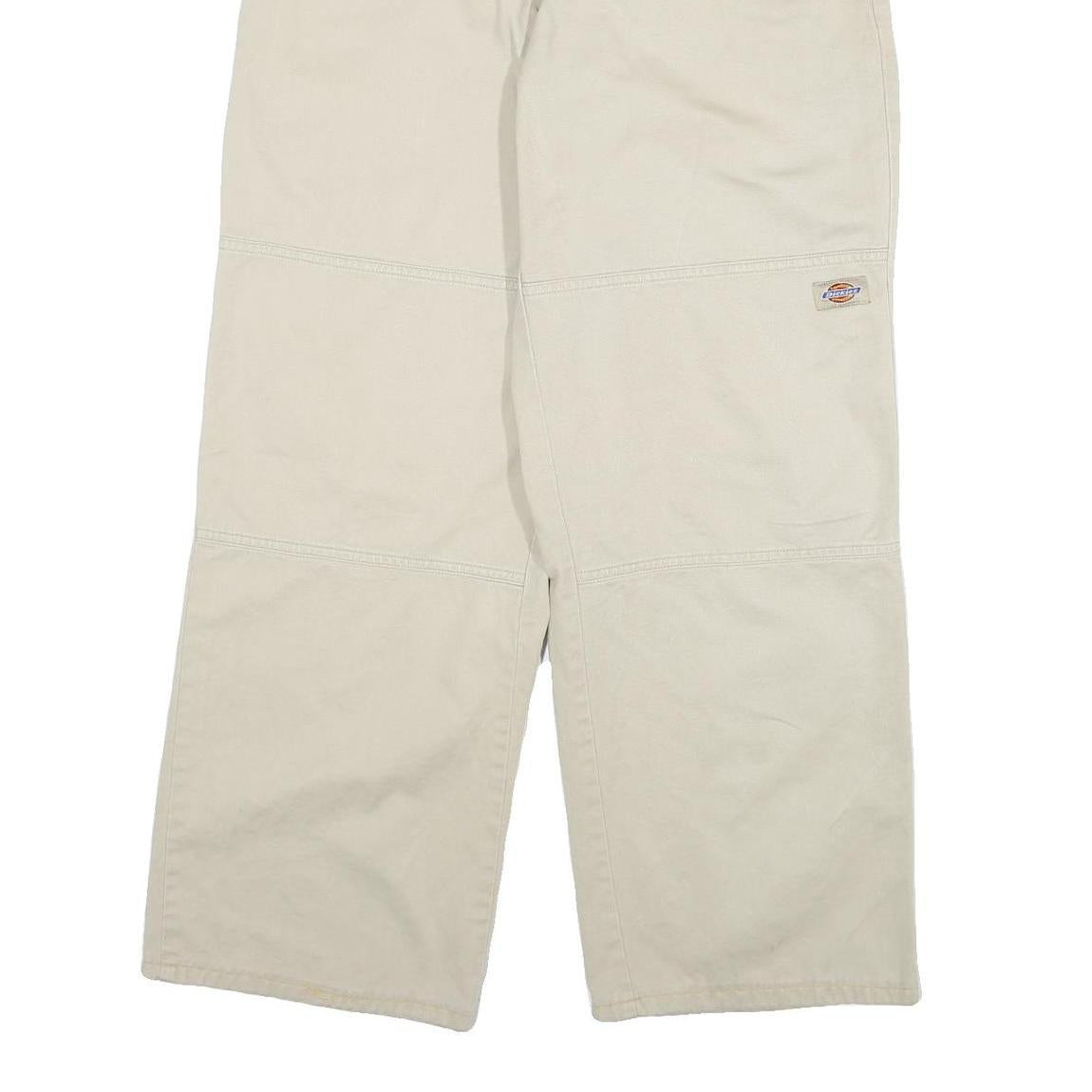 DICKIES Mens Relaxed Beige Cotton Blend Trousers W30 L29 Workwear Casual Zip