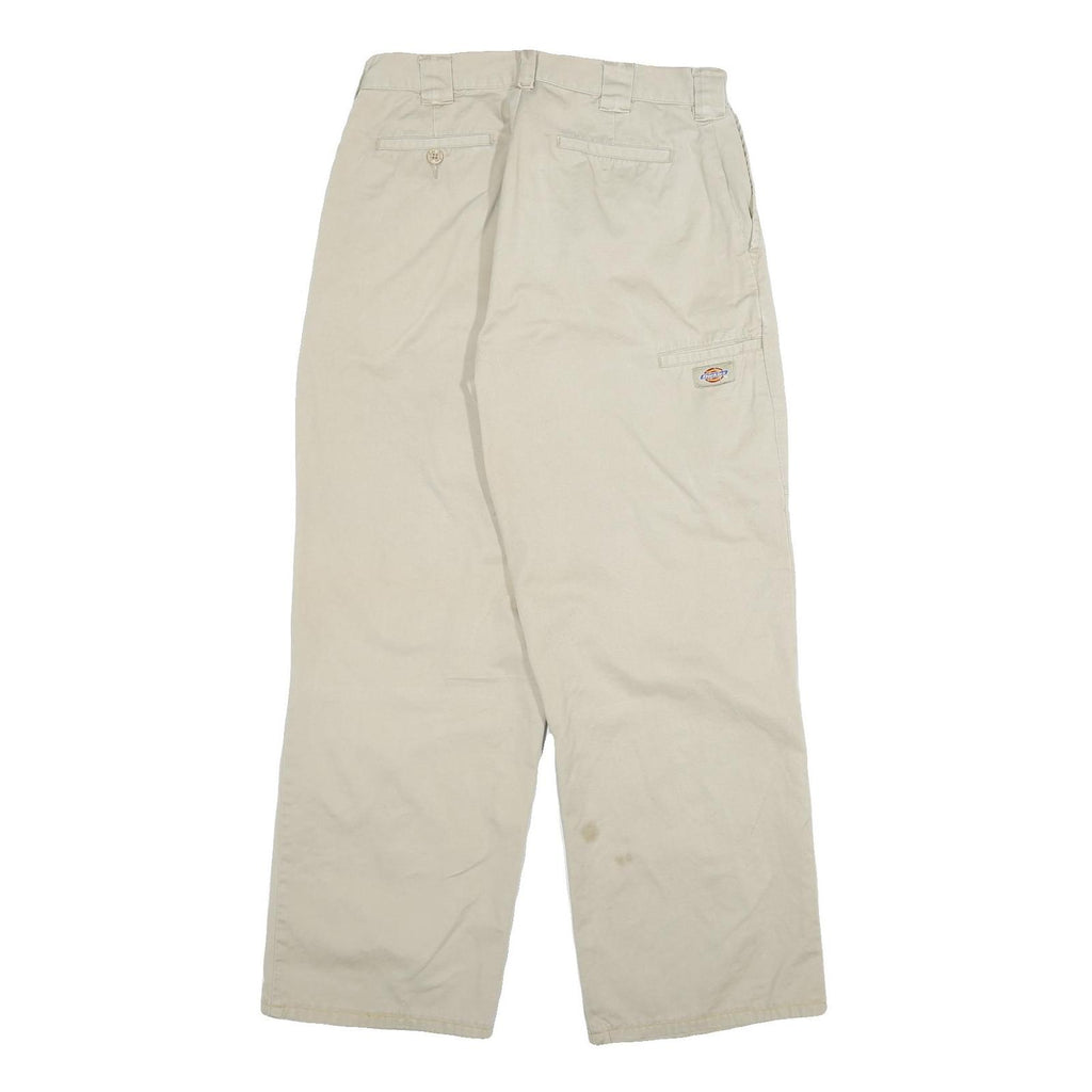 DICKIES Mens Relaxed Beige Cotton Blend Trousers W30 L29 Workwear Casual Zip